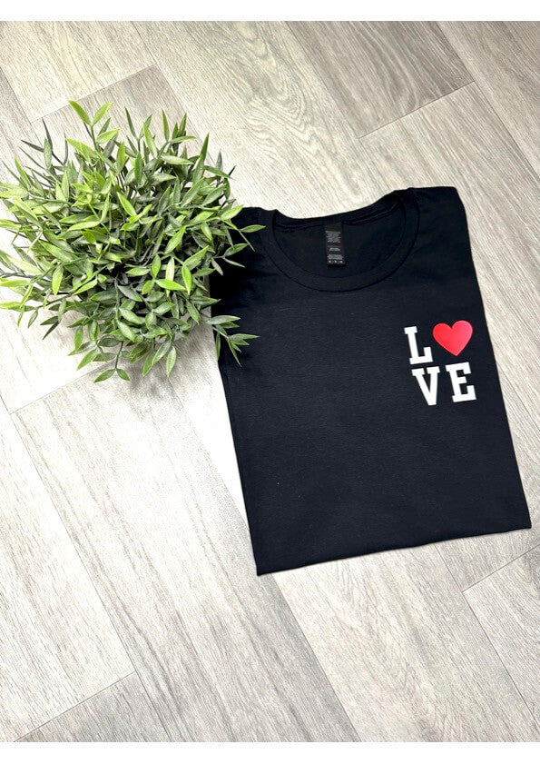 Unisex crew neck Love T-shirt in Black