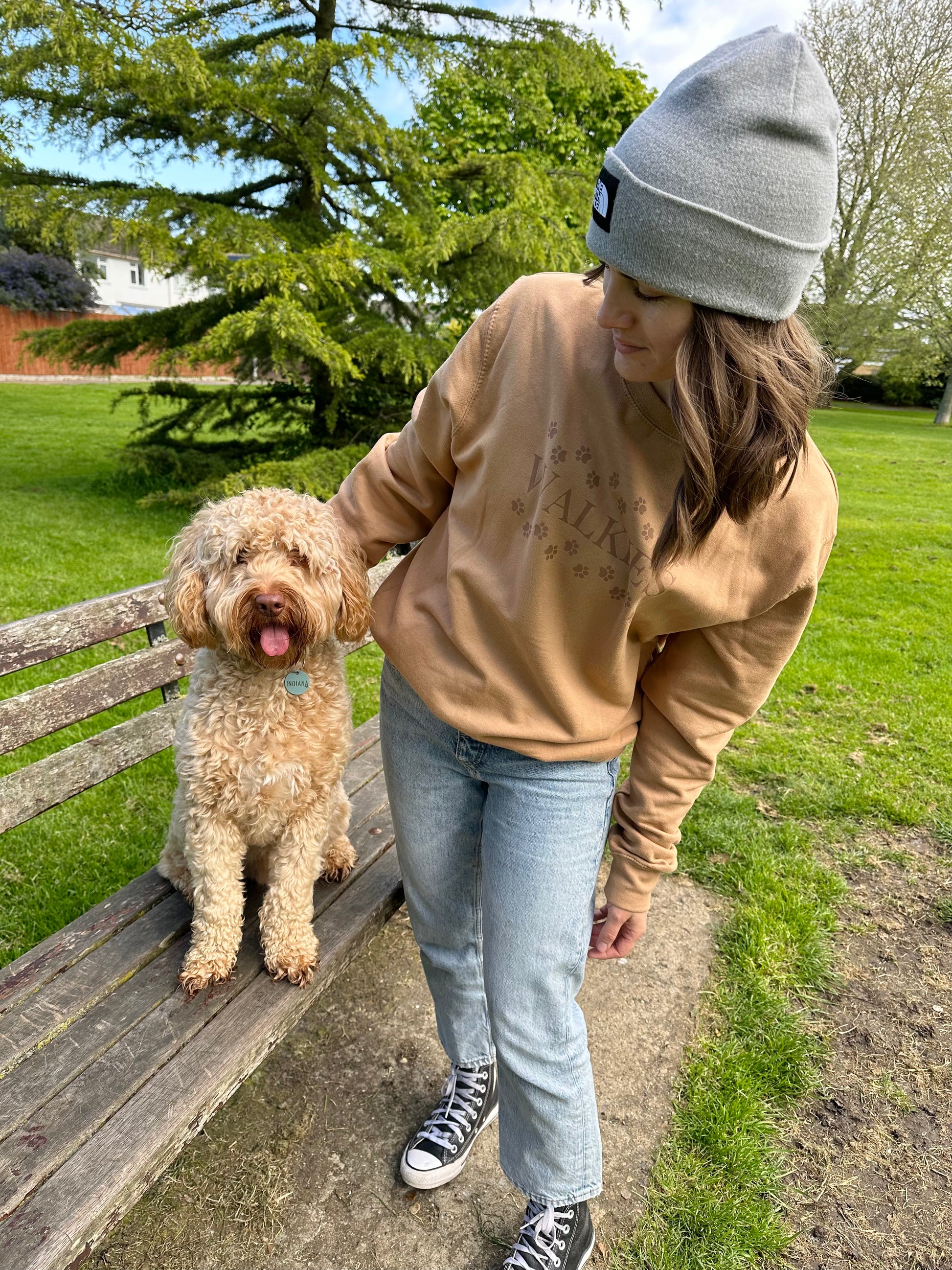 unisex dog walking sweater with walkies design